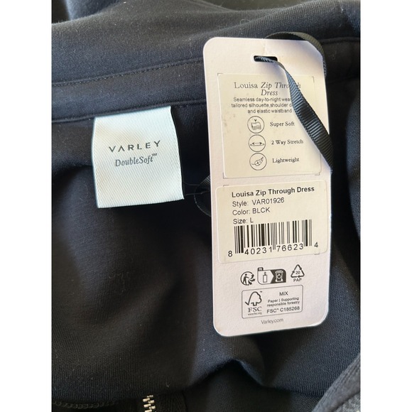 Varley Louisa Dress WOmens Size Large Black Zip Through Midi Pockets NWT $188 - Picture 6 of 13